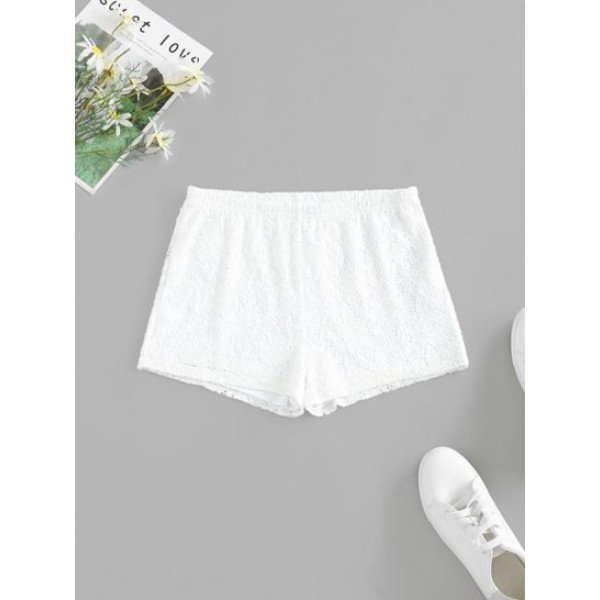 Lined Solid Lace Pull On Shorts