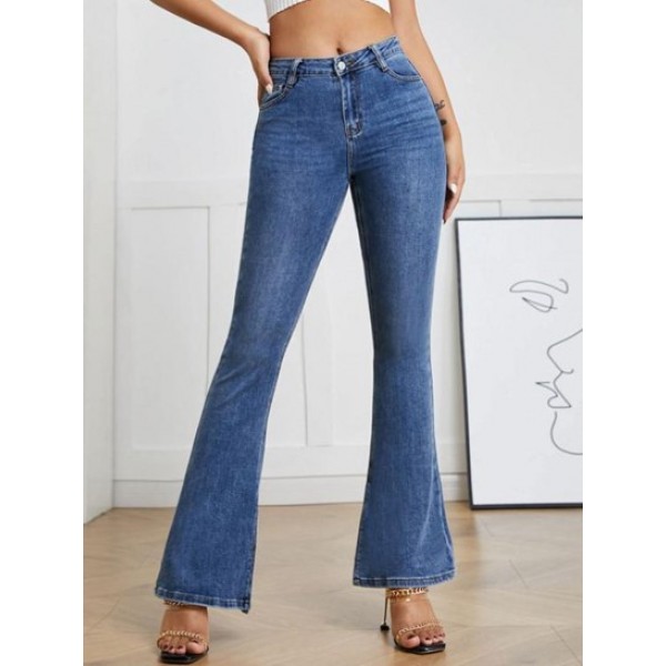 Split Hem High Waisted Flare Jeans