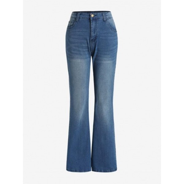 High Waisted Faded Boot Cut Jeans