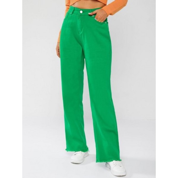 High Waisted Bright Colored Frayed Hem B...