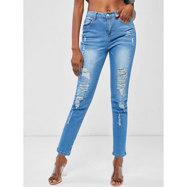 Pocket Ripped Distressed Skinny Jeans