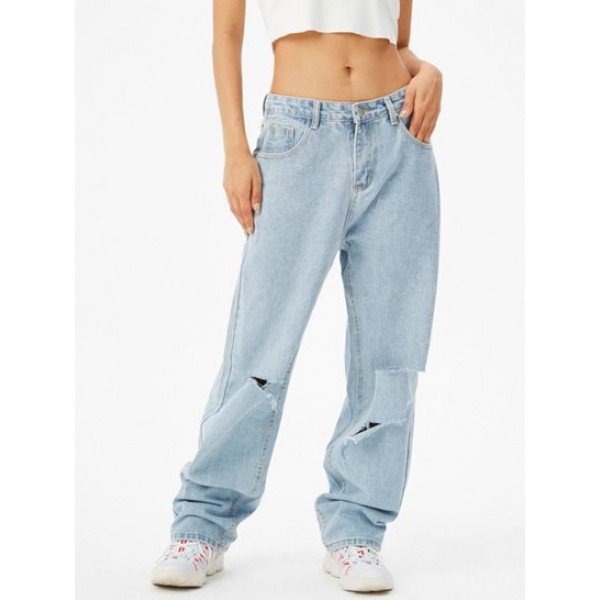 Shredded Distressed High Waisted Jeans