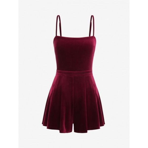 Velour Tie Back Wide Leg Romper...