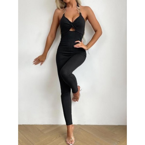 Underboob Ribbed Sleeveless Jumpsuit...