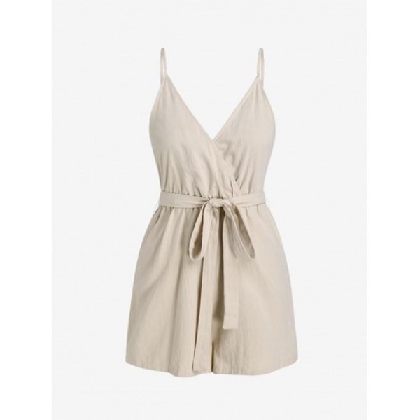 Belted Surplice Cami Romper