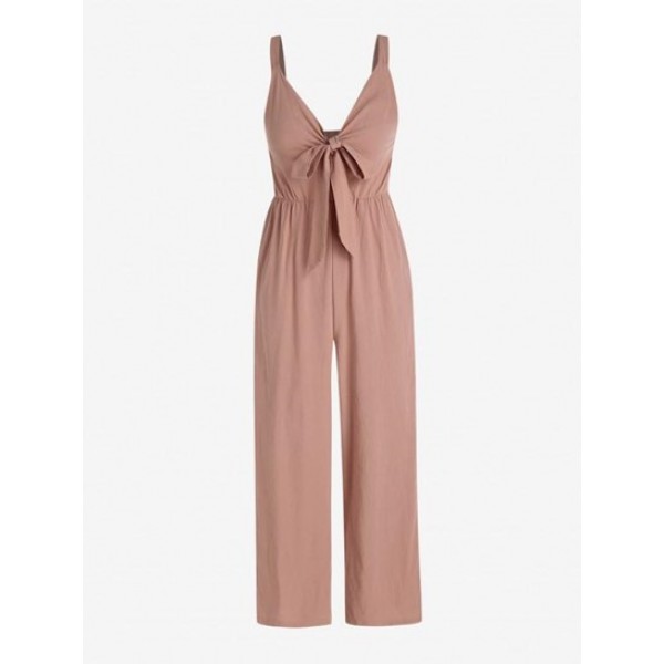 Bowknot Sleeveless Pocket Jumpsuit