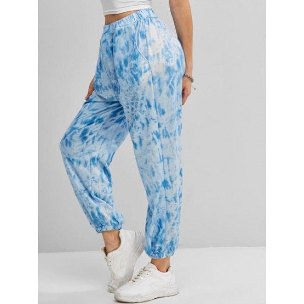 Tie Dye Pocket High Waisted Jogger Pants