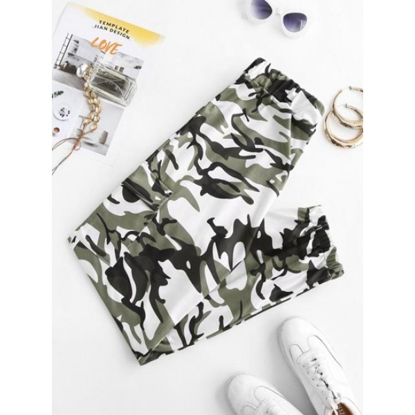 Flap Pocket Camo Pull On Sweatpants