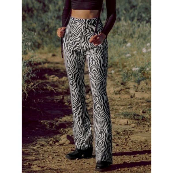 Zebra Print Flare Pants