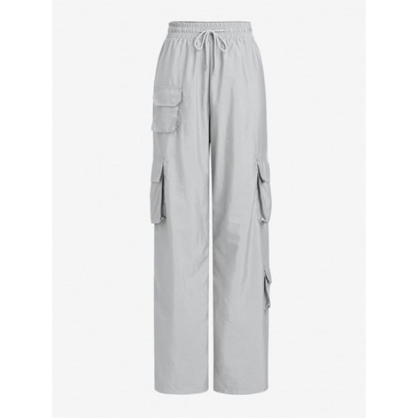 Drawstring Wide Leg Cargo Pants