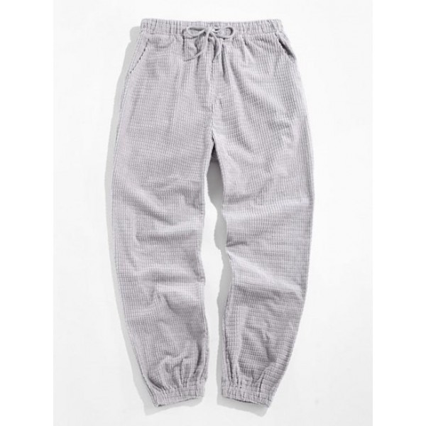 Drawstring Textured Corduroy Jogger Pants