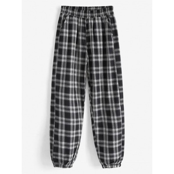 Plaid Print Casual Pants