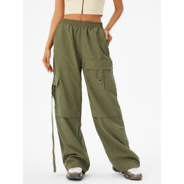 High Waisted Wide Leg Cargo Pants