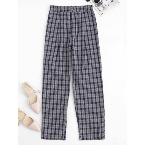 Plaid High Waisted Pocket Pants