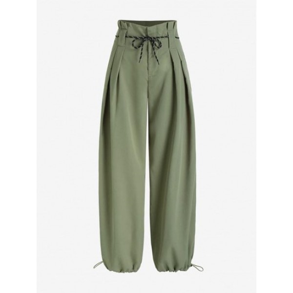 Toggle Drawstring Belted Jogger Pleated ...