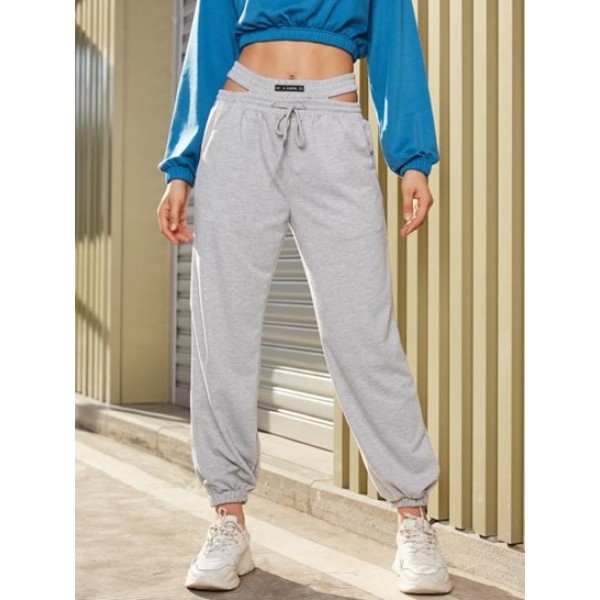 Drawstring Pelvic Cutout Jogger Pants