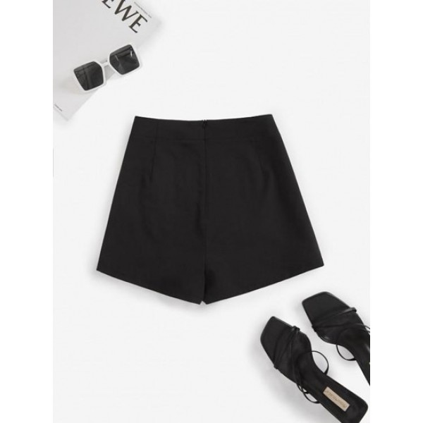 Overlap Tie Waist Textured Skorts