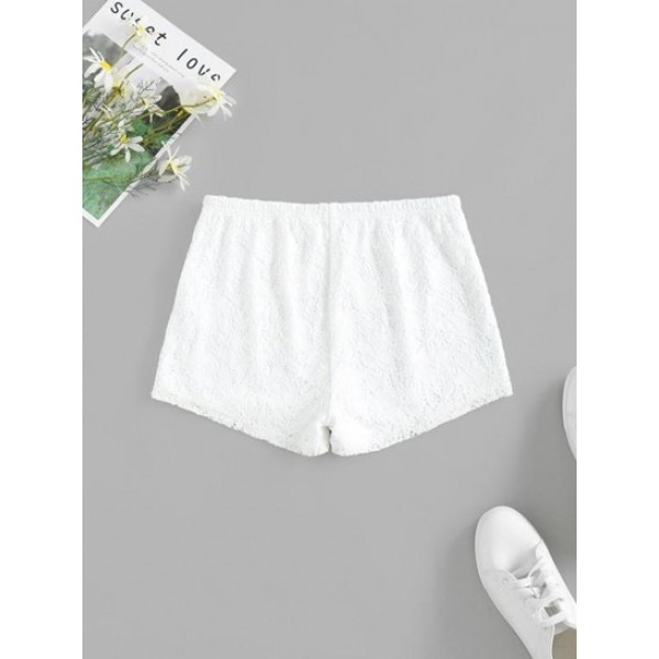 Lined Solid Lace Pull On Shorts