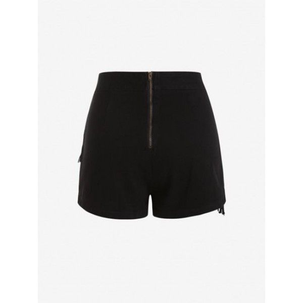 Fringed Overlap Denim Skorts