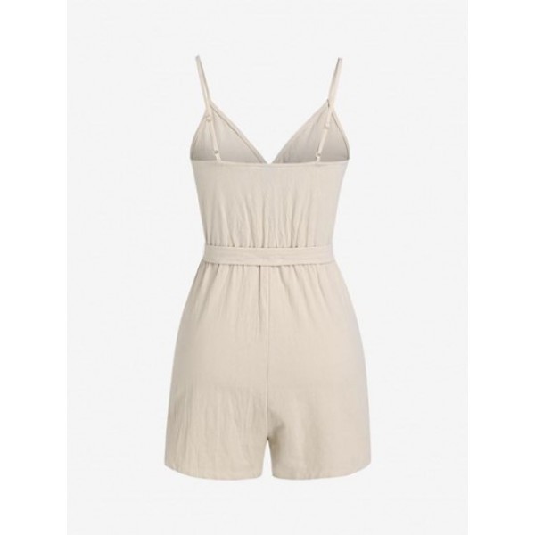 Belted Surplice Cami Romper