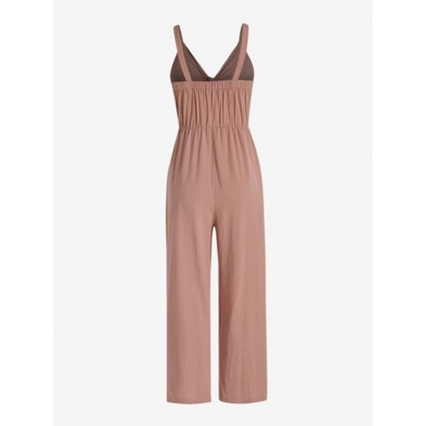 Bowknot Sleeveless Pocket Jumpsuit