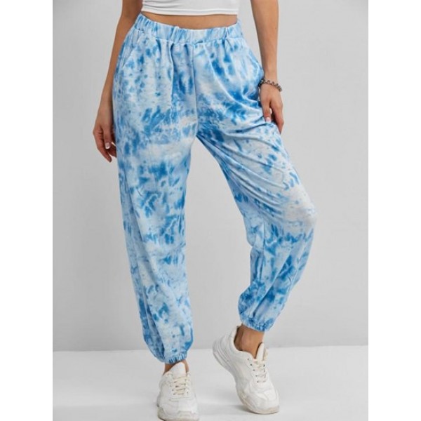 Tie Dye Pocket High Waisted Jogger Pants