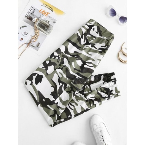 Flap Pocket Camo Pull On Sweatpants