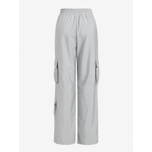 Drawstring Wide Leg Cargo Pants