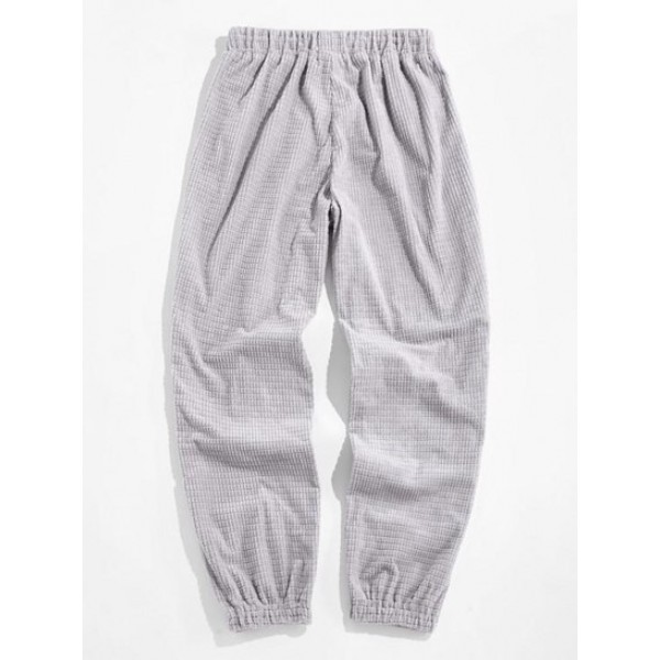 Drawstring Textured Corduroy Jogger Pants