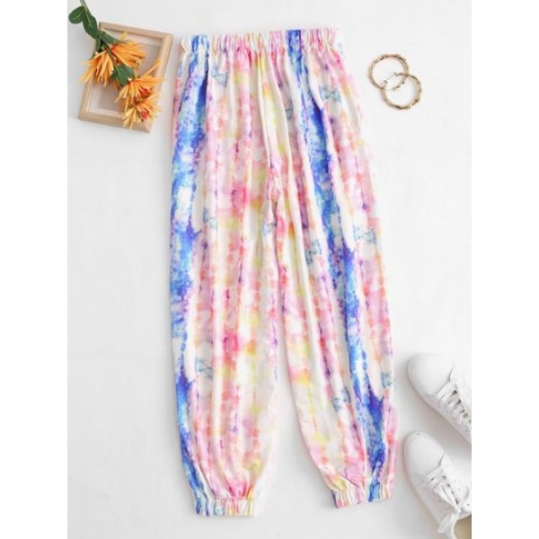 Tie Dye Drawstring Pocket Jogger Sweatpants