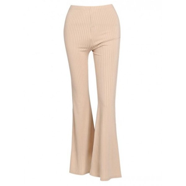 Ribbed High Rise Bell Bottom Pants