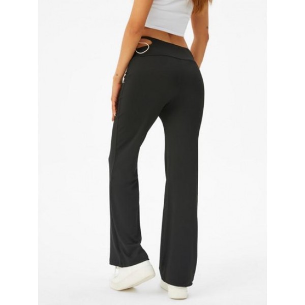 Pelvic Cut Out Tie Side Flare Pants