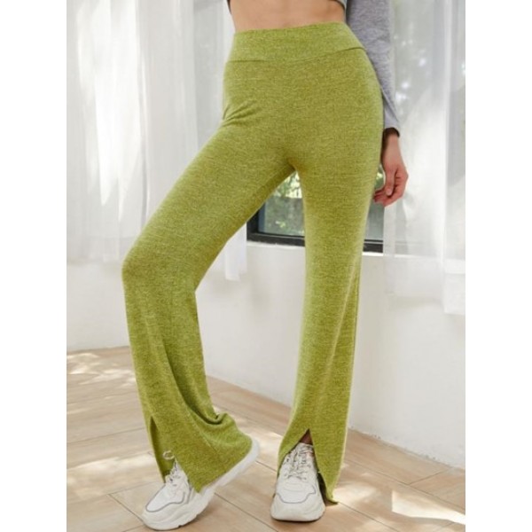 High Waisted Split Hem Jersey Flare Pants