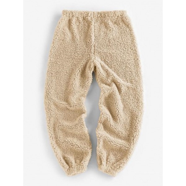 Faux Fur Elastic Cuffs Pull-on Pants