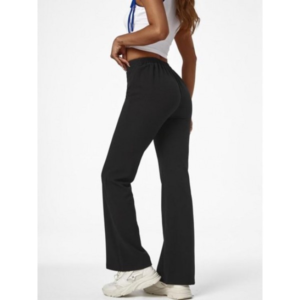 V-waist Solid Flare Pants