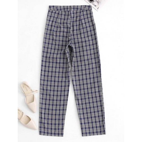 Plaid High Waisted Pocket Pants