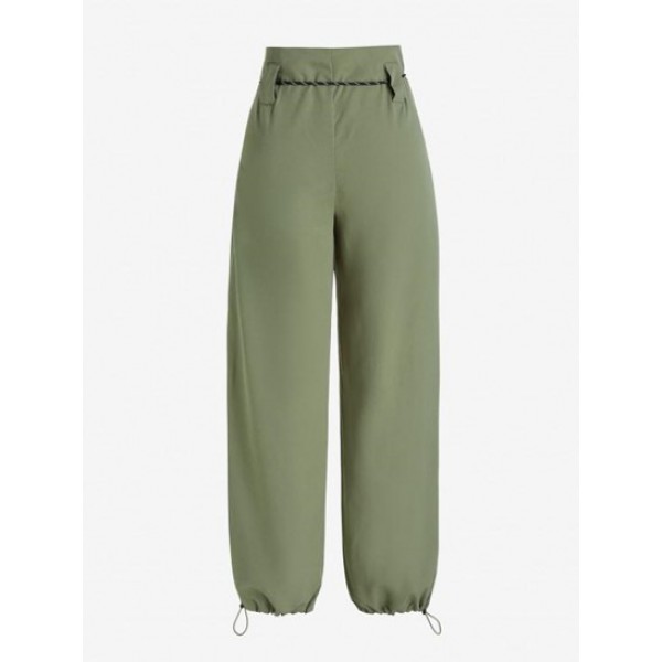 Toggle Drawstring Belted Jogger Pleated Pants