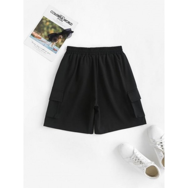 Solid Color Multi Pockets Casual Shorts