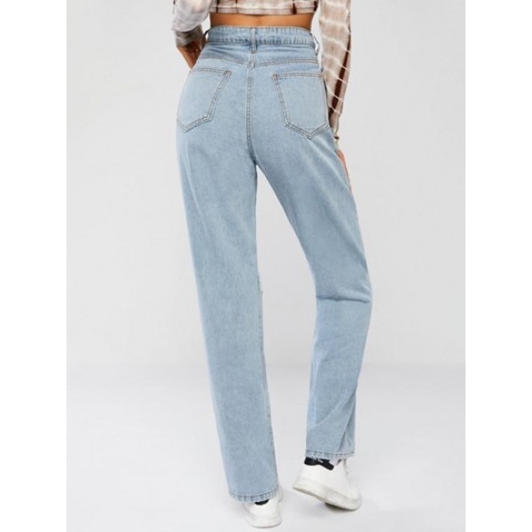 Ripped Light Wash Boyfriend Jeans