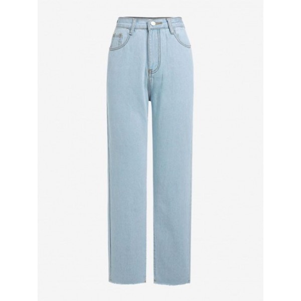 Frayed Light Wash Tapered Jeans