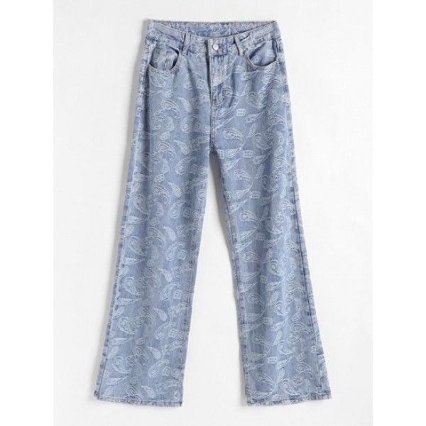 Paisley Graphic Wide Leg Jeans