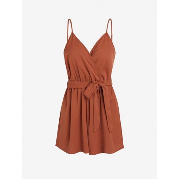 Cami Belted Wide Leg Surplice Romper