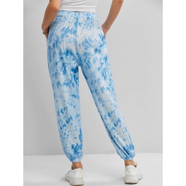 Tie Dye Pocket High Waisted Jogger Pants