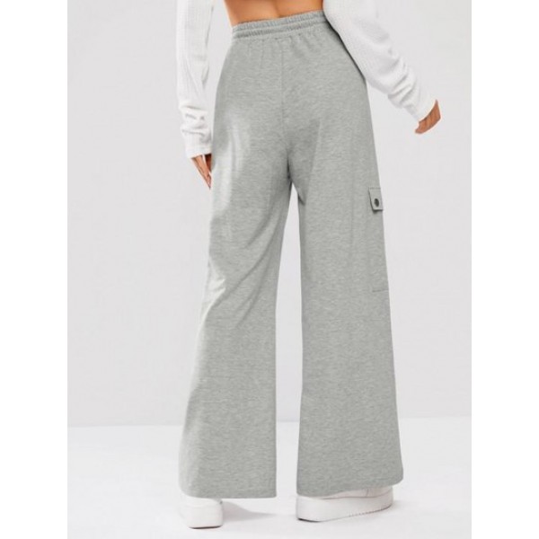 Cargo Pockets Drawstring Wide Leg Pants