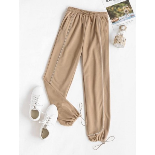 French Terry Binding Pocket Toggle Drawstring Sweatpants