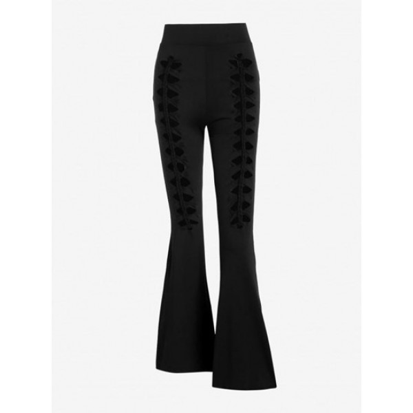 Hollow Out High Waisted Flare Pants