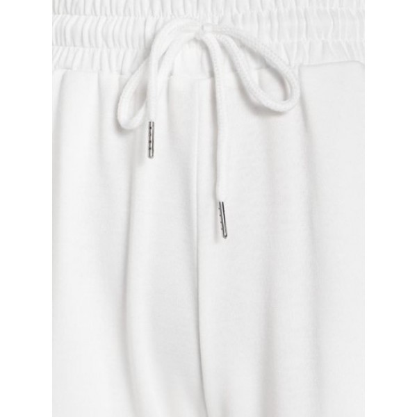 Split Hem Fringed Drawstring Straight Pants