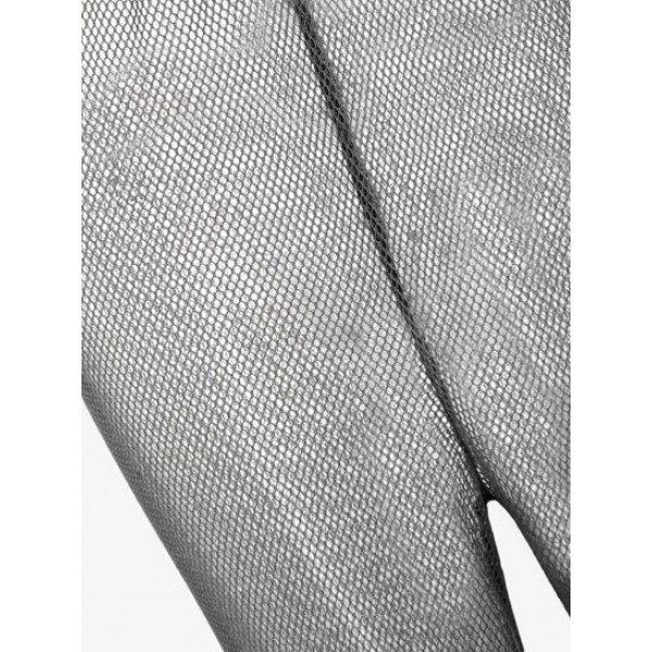 Metallic Fishnet Furry Hem Capri Wide Leg Pants