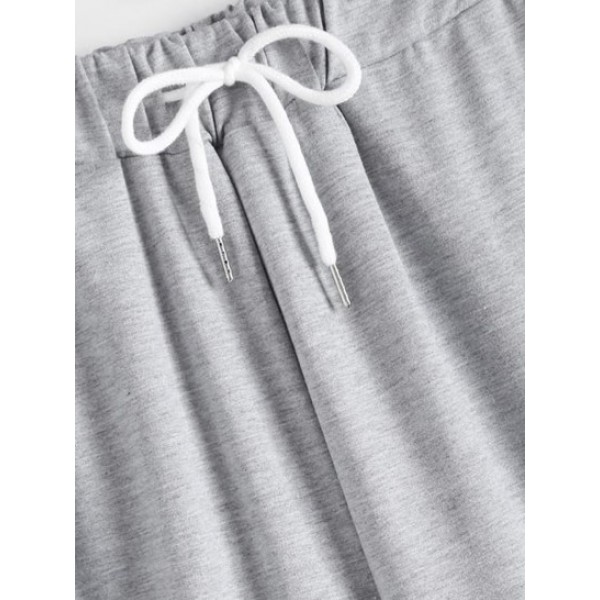 Drawstring Butterfly Letter Print Sweat Joggers