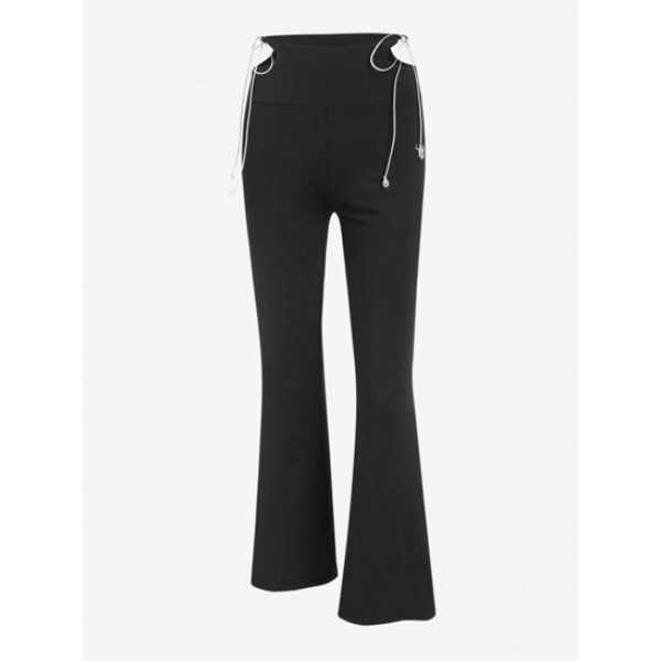 Pelvic Cut Out Tie Side Flare Pants